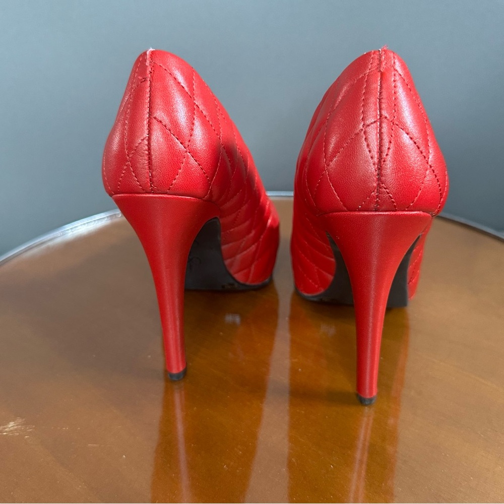 Jessica Simpson Parish7 Red Quilted Platform High Heels Pumps Sz 5.5 🍒 - Picture 5 of 15
